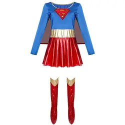 Quality S-xxl Large European and American Halloween Costume Sexy Female Superman Suit PU Superman Role Play Performance Clothing