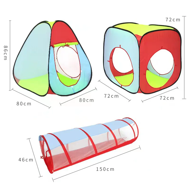 kid tent tunnel portable children play house pop up tunnel 3 in 1 Pop Up Tunnel Tent for Kids