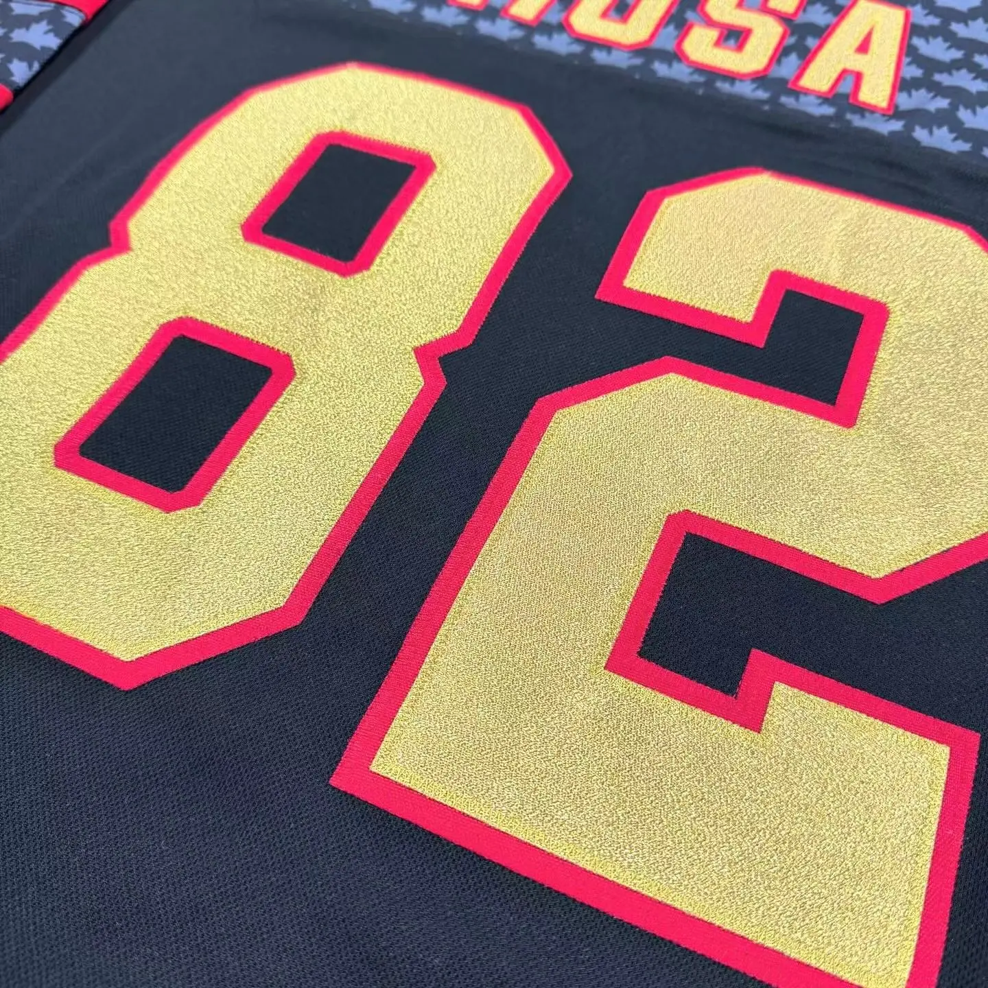 Factory Directly Sell  Hotmelt Adhesive Backing   Embroidery Applique Metallic Twill  for Sports Jersey Lurex Fabric