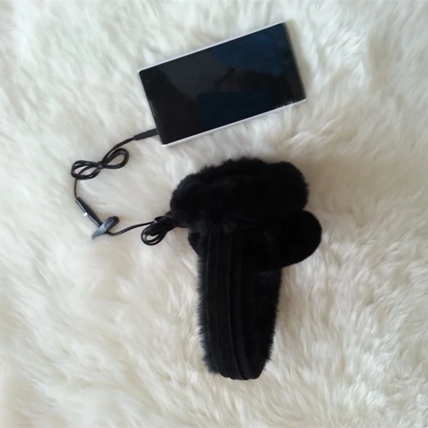 Fur warming earmuff headphones winter headset from China factory
