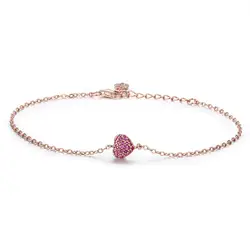Fancy S925 silver rose gold lady bracelet with zircon heart charm bracelet