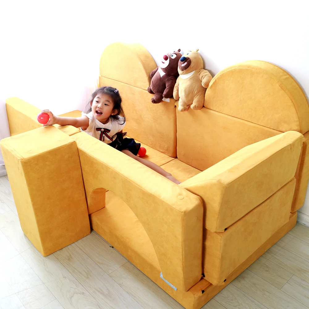 Factory Wholesale Kids Sofa OEM and ODM Accept Children  Baby Sofa with Magnetic Fabric Sofa