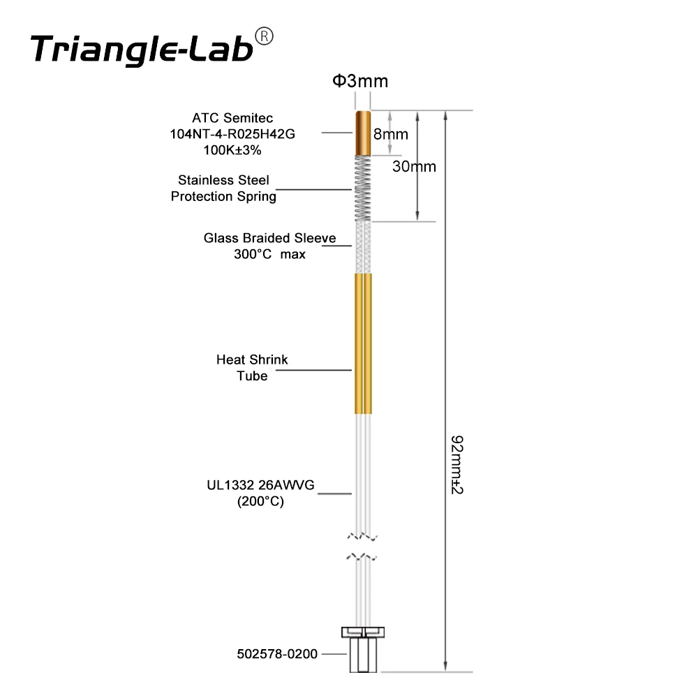 Trianglelab Prusa MK4 104NT-4-R025H42G (104GT-2 )  Thermistor Cartridge for for prusa MK4