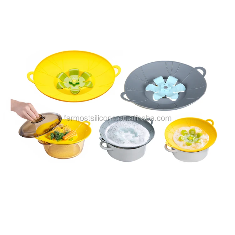 
Eco friendly safe cooking boil over safeguard microwave lid silicone spill stopper 