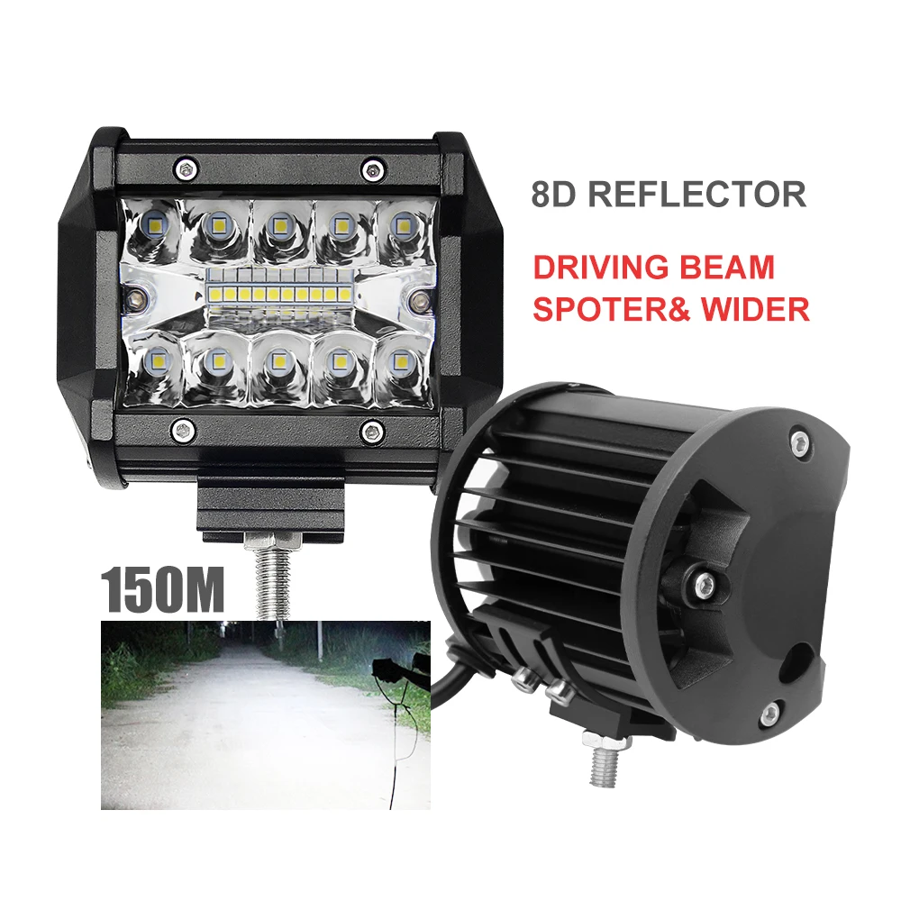 Оптовая продажа, супер яркий 60 Вт, 8d, 4 дюйма, 5000 люмен, E-mark, IP68 Mini, 12 В, 24 В, боковая панель, светодиодный автомобильный фонарь