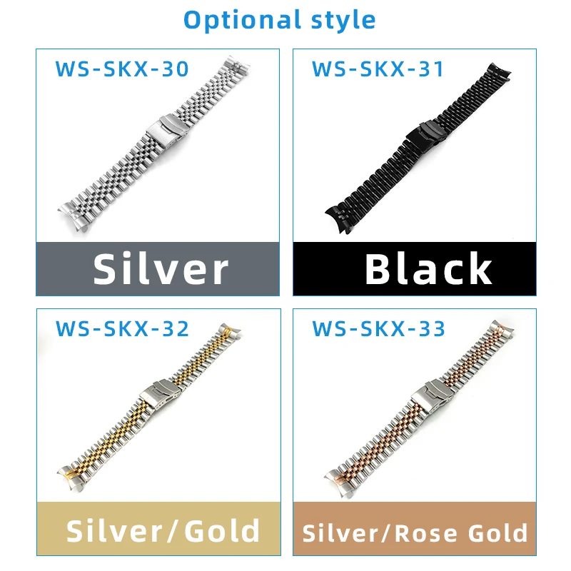 Custom Stainless Steel  Band Strap For Seiko SKX007 Five-piece links Watch Bracelet Diving  Brushed Finish With Tool Watch