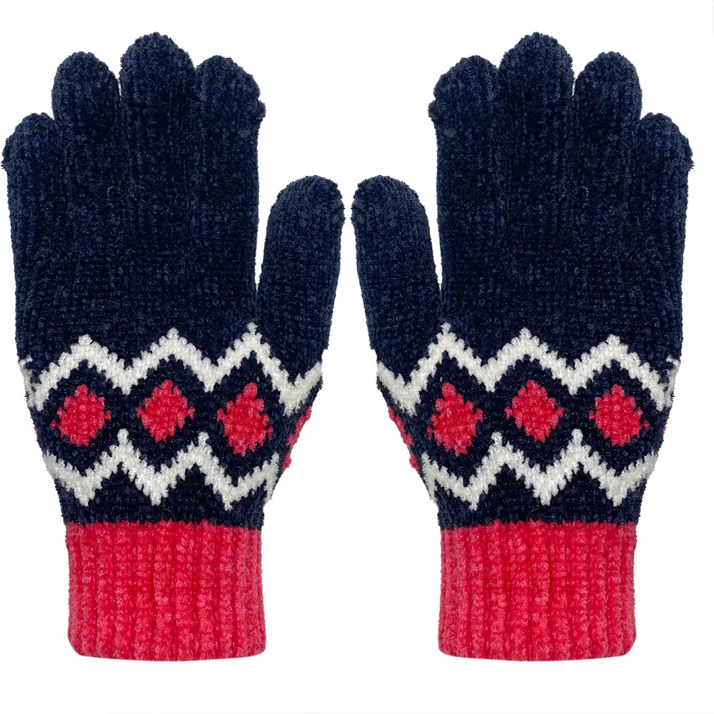Jacquard Chenille Knitted Gloves Adults Winter Magic Stretch Gloves for Winter One Size ( 20 Cm ) Winter Warm Gloves Acrylic