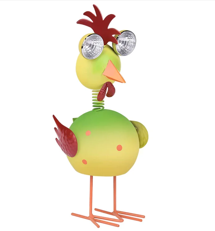 Solar outdoor metal courtyard art statue lamp suitable for garden path animal statue decoration (chicken)
