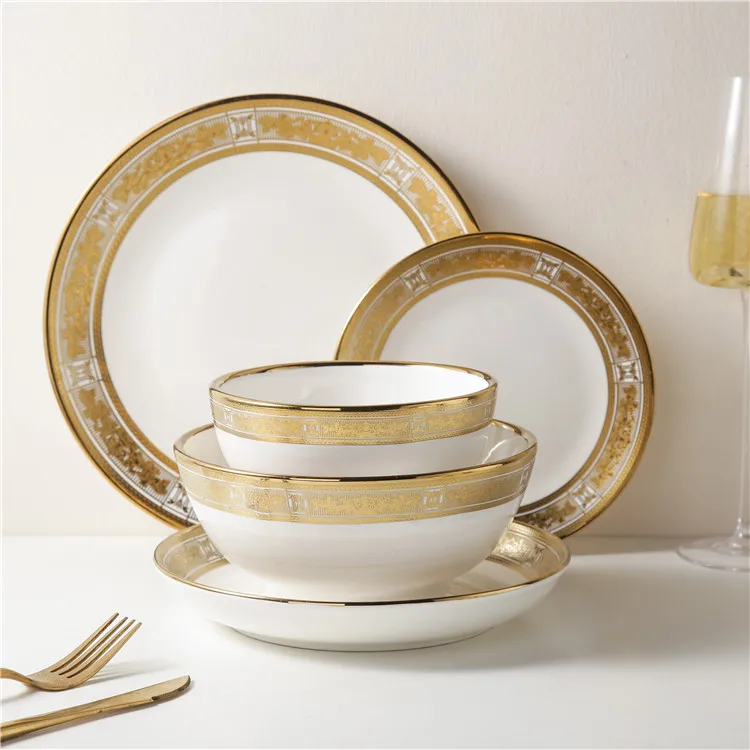 Middle Eastern Style Dish Set China Dinner Set Luxury Dinnerware Plates 16 pcs Turkish Ceramic Dinner Set