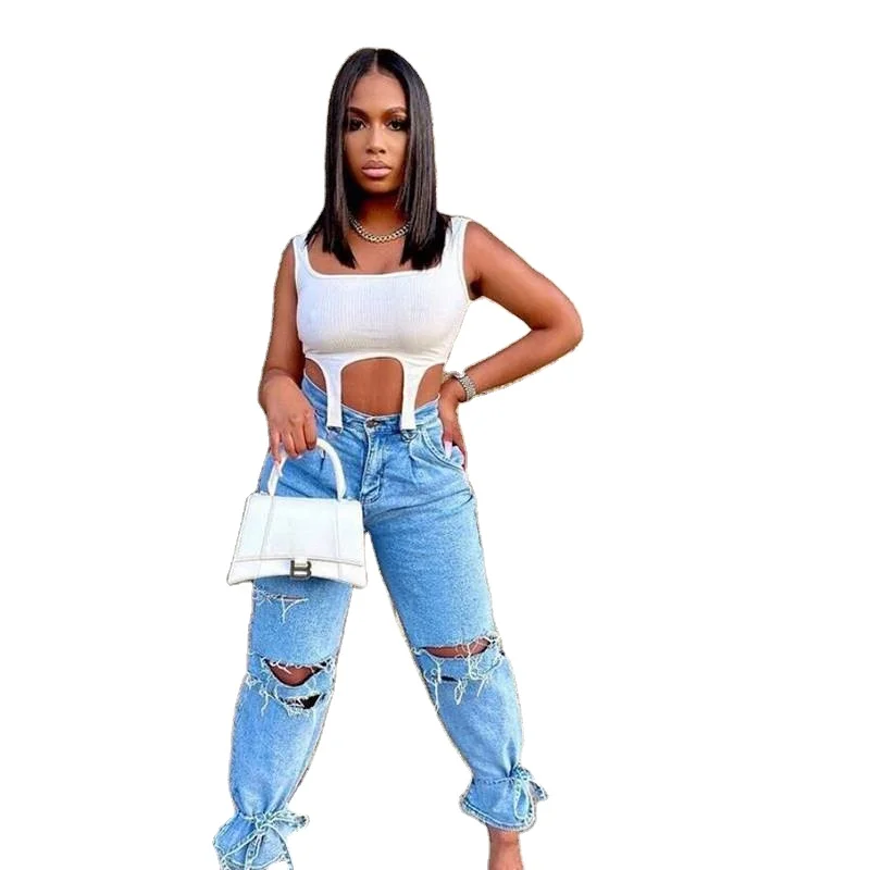 
Женский Белый Трикотажный бюстгальтер без рукавов, Асимметричный топ на бретелях, лето 2021 