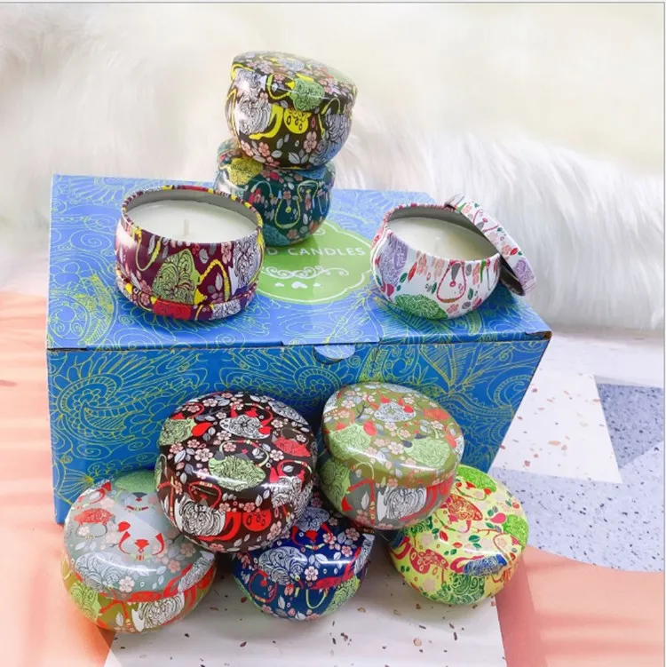 Amazon Best Selling Magnolia candles soy candles scented luxury private label home decor In Tin Box Gift Set Of 12pcs