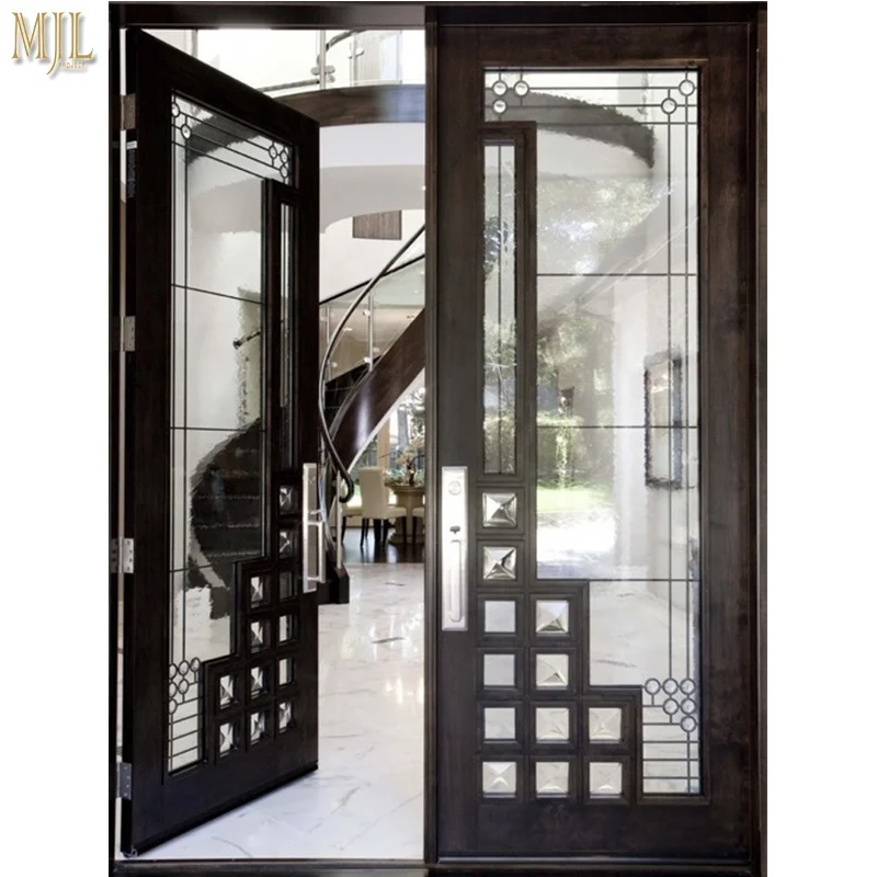 MJL Simple design aluminum french doors exterior double glass patio entry casement doors