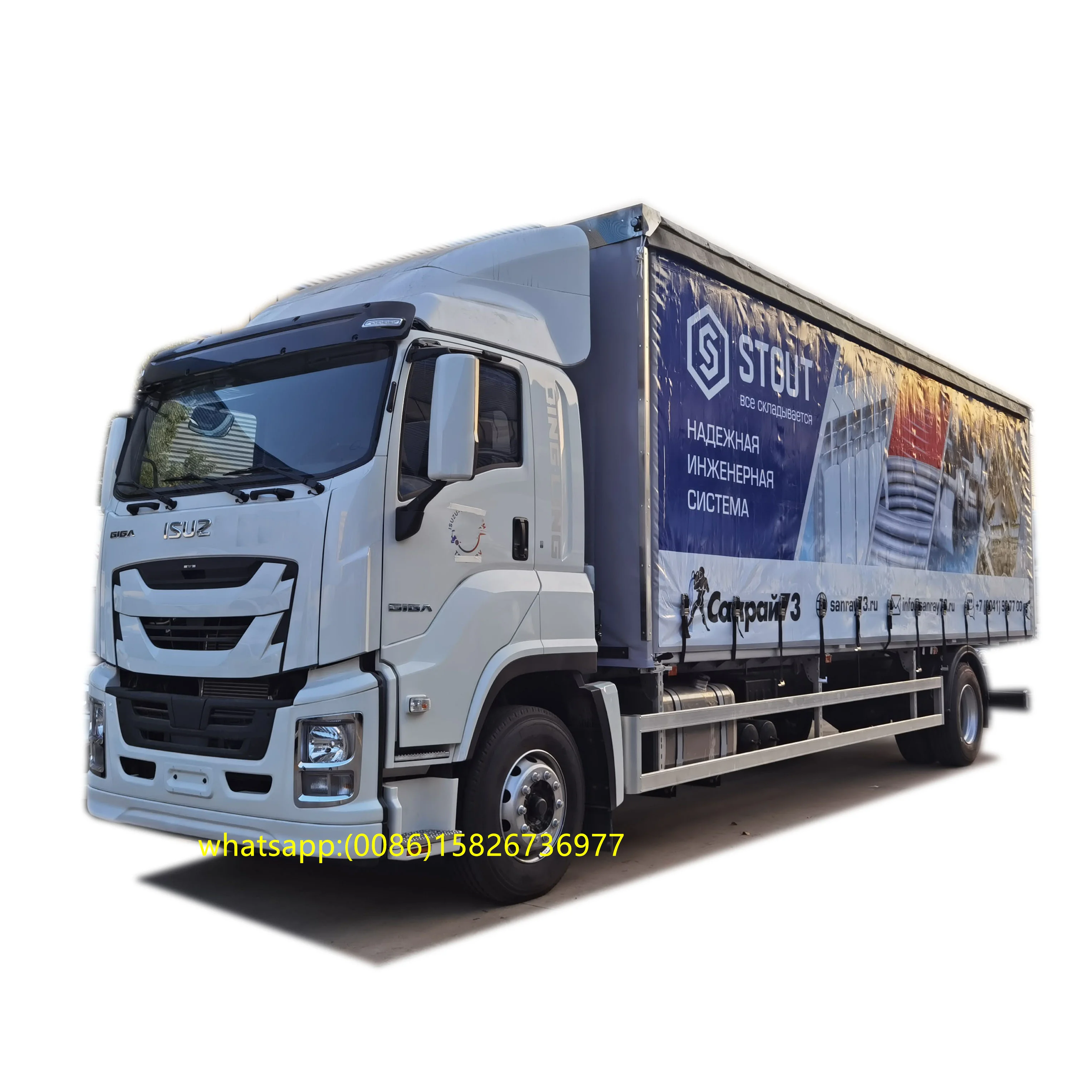 Japan giga lsuzu 10 ton curtain van truck Japan 15 ton lsuzu curtain truck sale in Russia