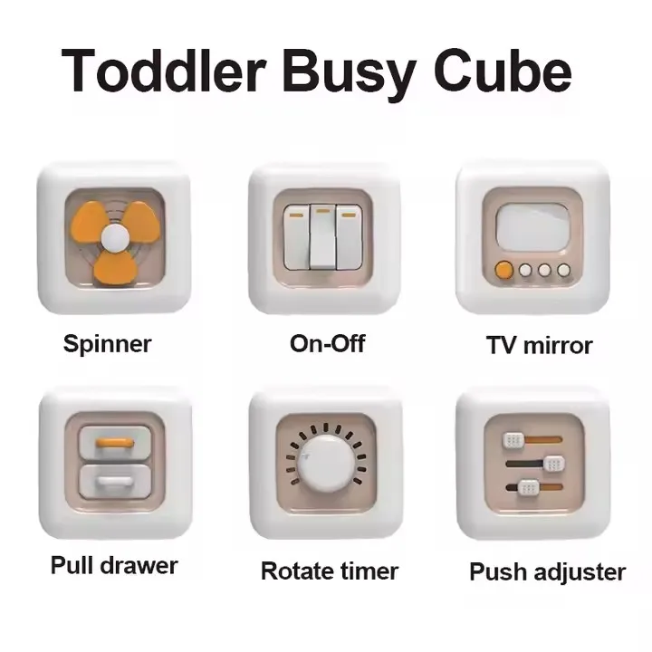2024 New Montessori Early Education Play Cartoon Activity Cube Baby Educational Toys 6 in 1 Cubes Learning Games For Baby