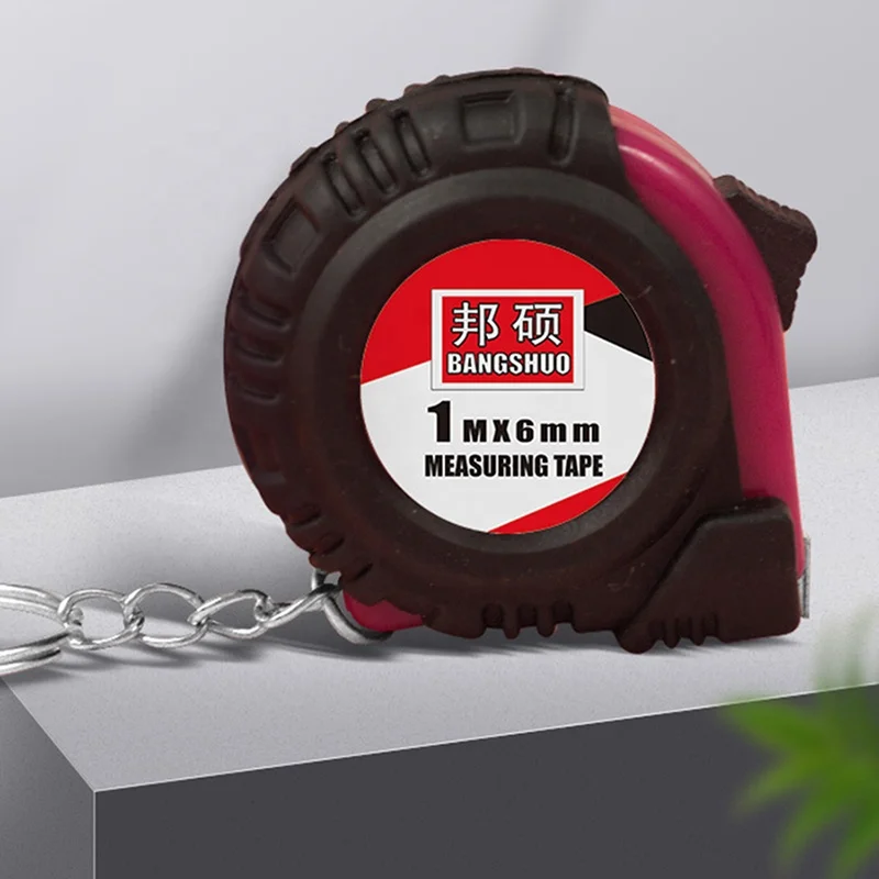 Keychain Measure Tape Ruler Customized Logo Mini Plastic Retractable 1Meter Tape Measure with Keychain