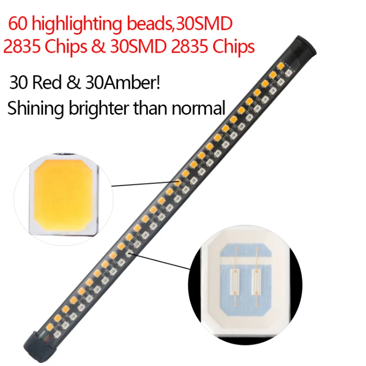 universal 48SMD led strip light tail brake stop emergencyYellow Flowing Water Turn Signal warning motorcycle headlights