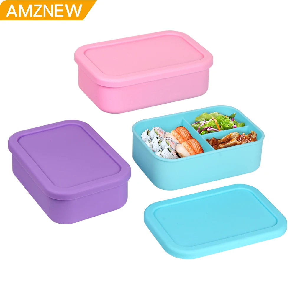 B10-1376 New Product Ideas 2023 BPA Free Collapsible Silicone Food Containers Silicone kids bento lunch box With Compartments
