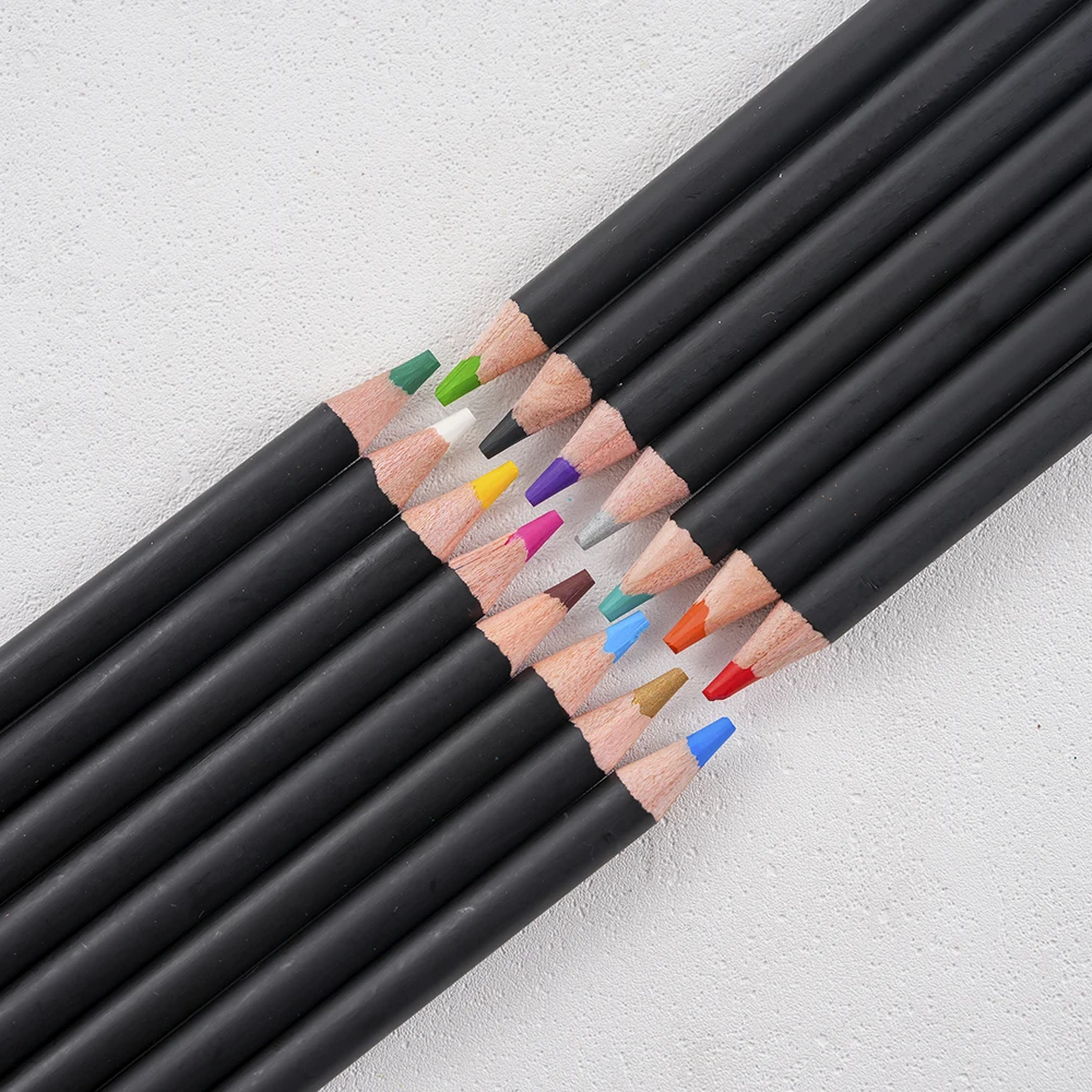 Xin Bowen custom pencil 15pcs black rod colored pencils drawing pencil set for children and students