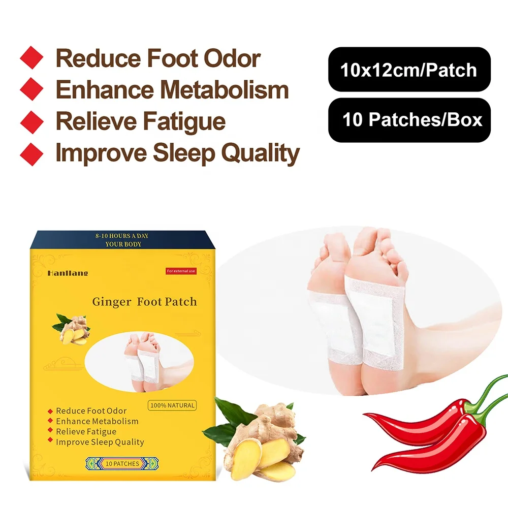 Natural Herbal Ginger Feet Body Toxins Cleansing Relieve Stress Help Sleeping Detox Foot Patches