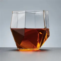 Creative 300ml geometric triangle flip cup stemless whiskey wine glass cup