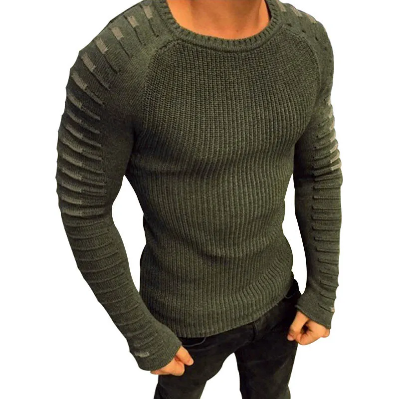 Autumn Winter Sweater Men 2021 New Arrival Casual Pullover O-neck Patchwork Knitted Men Sweaters Streetwear Men Long Sleeve