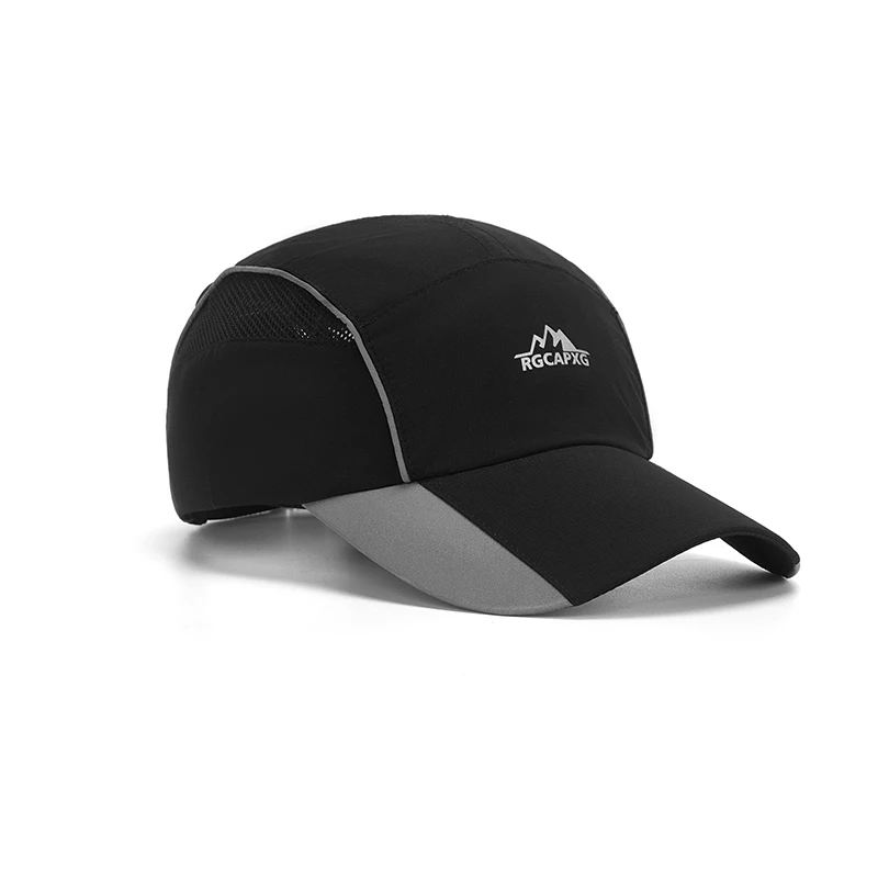 High Quality Quick Dry Running Sports Hats Gray Black Custom Cheap Baseball Cap With Breathable Mesh