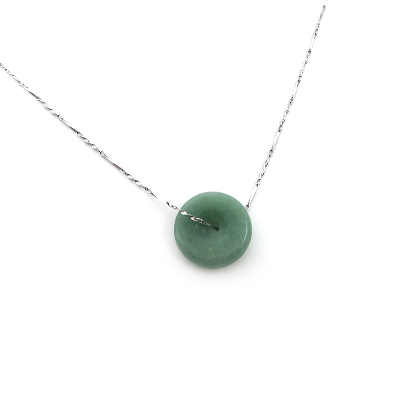 Natural Jade Pendant Necklace Safety Button Circle  Jade Necklace Pendant