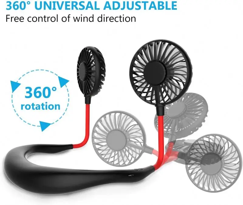 Hand Free Personal Fan Portable USB Battery Rechargeable Mini Fan Headphone Design Wearable Neckband Necklace Fan
