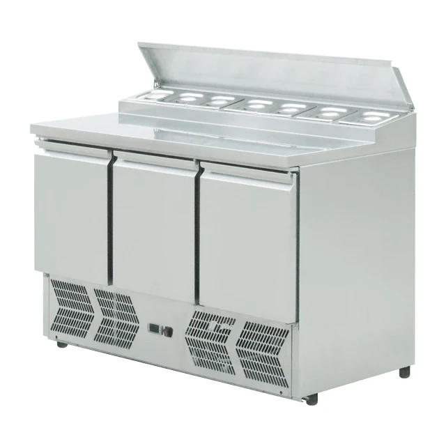 Pizza Refrigerator With Marble Top,Countertop Salad Refrigerator,Salad Bar With GN Pans