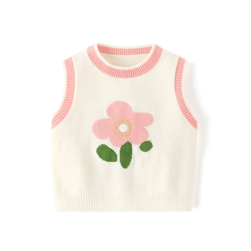 2024 custom duck knitted kid children pullover preppy style warm soft Autumn Winter vest for baby