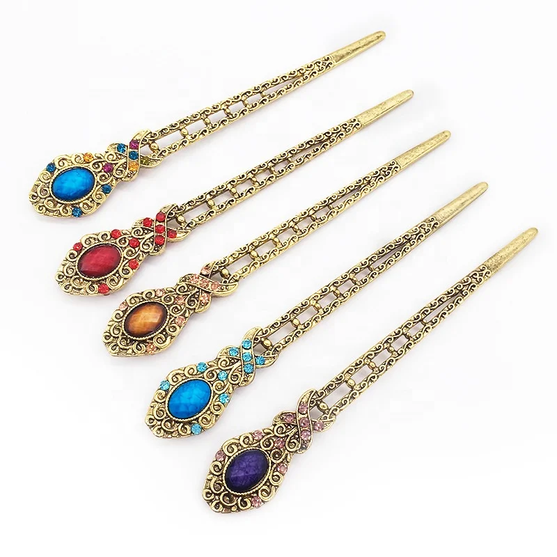 Beautiful Retro Vintage Diamond Rhinestone Pearl Metal Hair Stick Hairpin Accessories Chignon Bun Holder Pin Hair Chopsticks