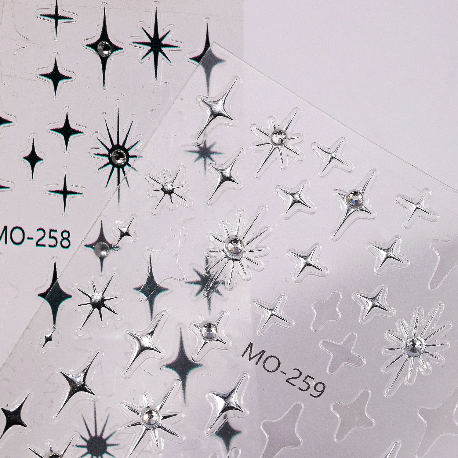 Ready To Ship Wholesale Spring Summer Black White Rhinestone Star 3d Custom Nail Decals Stickers