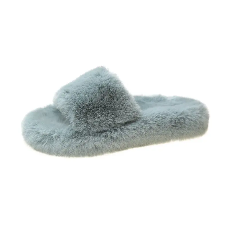 Fluffy Colorful Slipper Fashion Trend Flip Flop Faux Fur Women Slides