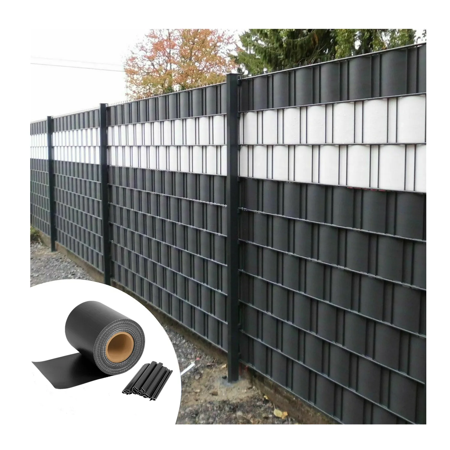 Easy Installation 450gsm 19cm*35m with 20 Clips PVC Strip Screen Fence Tape for Privacy Garden Fence Decoration