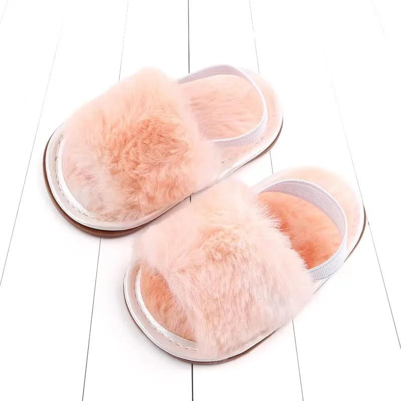 Factory Direct Sale Anti Skid Breathable Warm kids winter Furry girls slippers