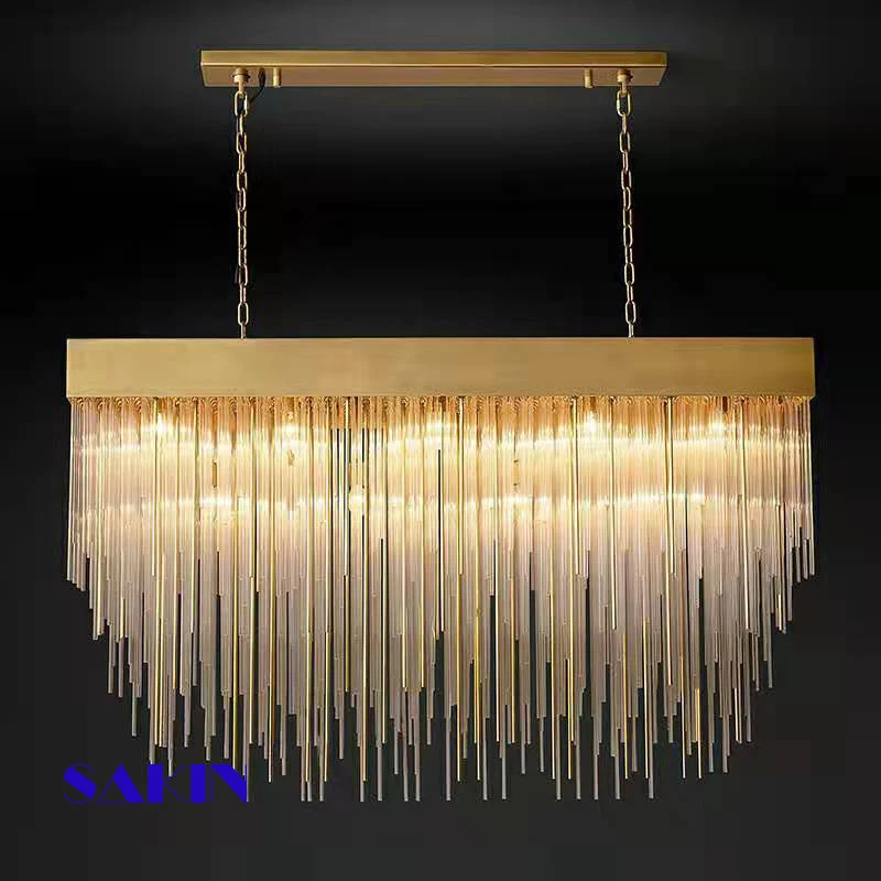 Modern minimalism hanging glass pendant Crystal cascada Chandelier For Hotel lobby