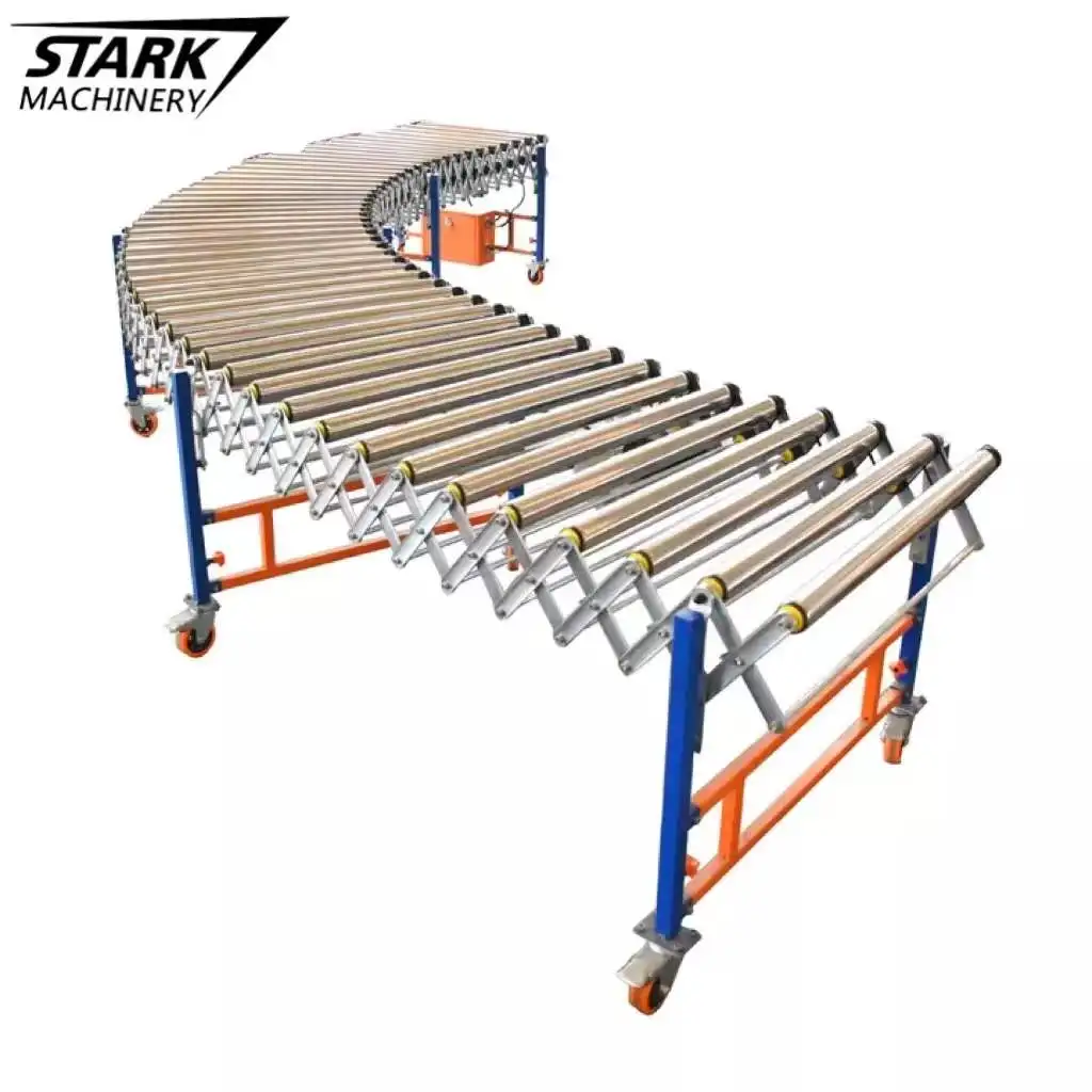 Container Truck Loading Unloading Two Directions Roller Conveyor Motorized Roller Conveyor Movable  Roller Conveyor