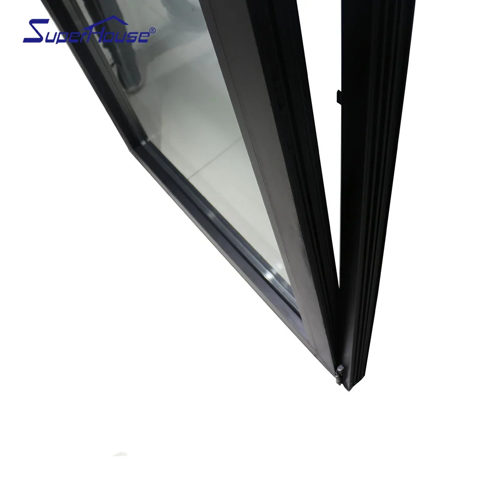 Impact resistance NOA FPA NFRC Dade testing commercial double glass black aluminum tilt and turn windows