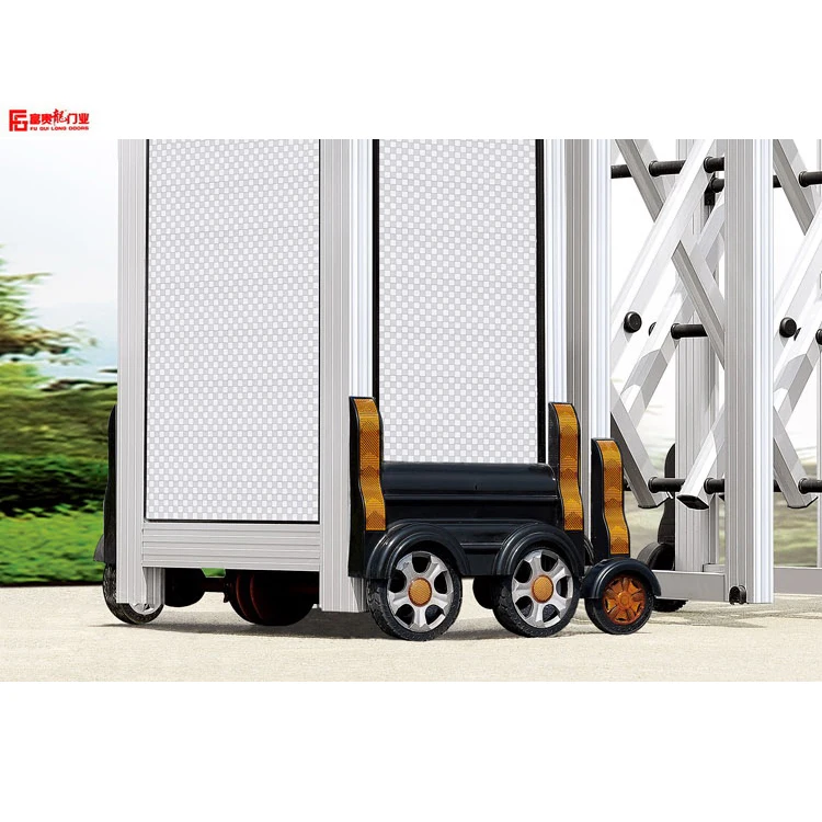 
Professional customized retractable gate big garden telescopic door aluminum trackless folding gate by motor operated 
