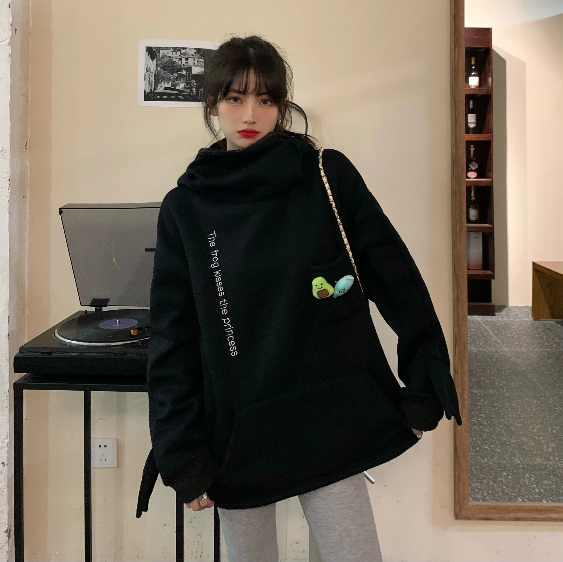 Hip Hop Hoodies Zipper Women Hoodie Frog Pullover Winter Sweatshirts Hooded