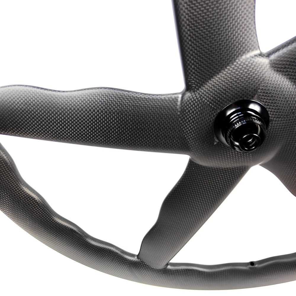 BIKEDOC SP-BL5D 700C Carbon Road Bike 50 55mm Deep Tubular T800 Track Bike Wave Wheel 25mm Width 5 Spokes Bicycle Carbon Wheel