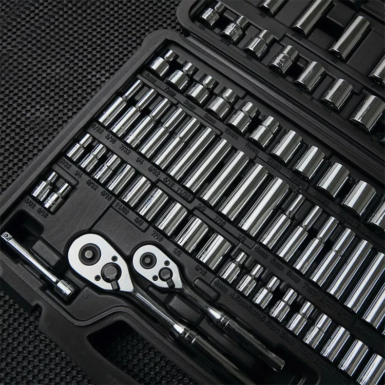 Peaktop  123pc Socket Set offers a complete range of SAE and metric-sized sockets and drive tools  1/4inch & 3/8inch socket set