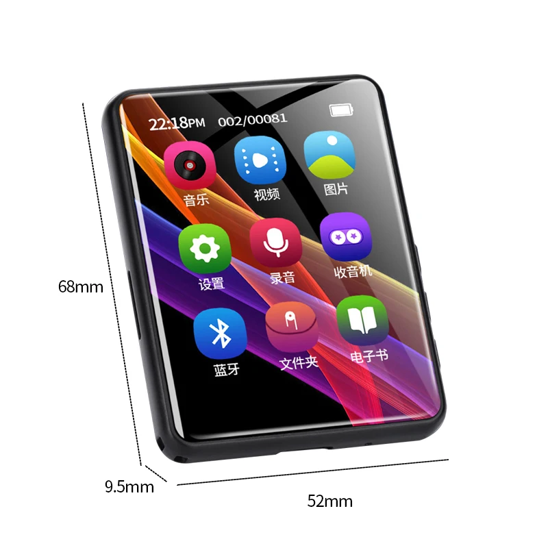 2,4 дюймовый полный сенсорный экран bt Мини Портативный mp3 плеер видео mp4 внешний mp3 mp4 mp5 музыкальный плеер