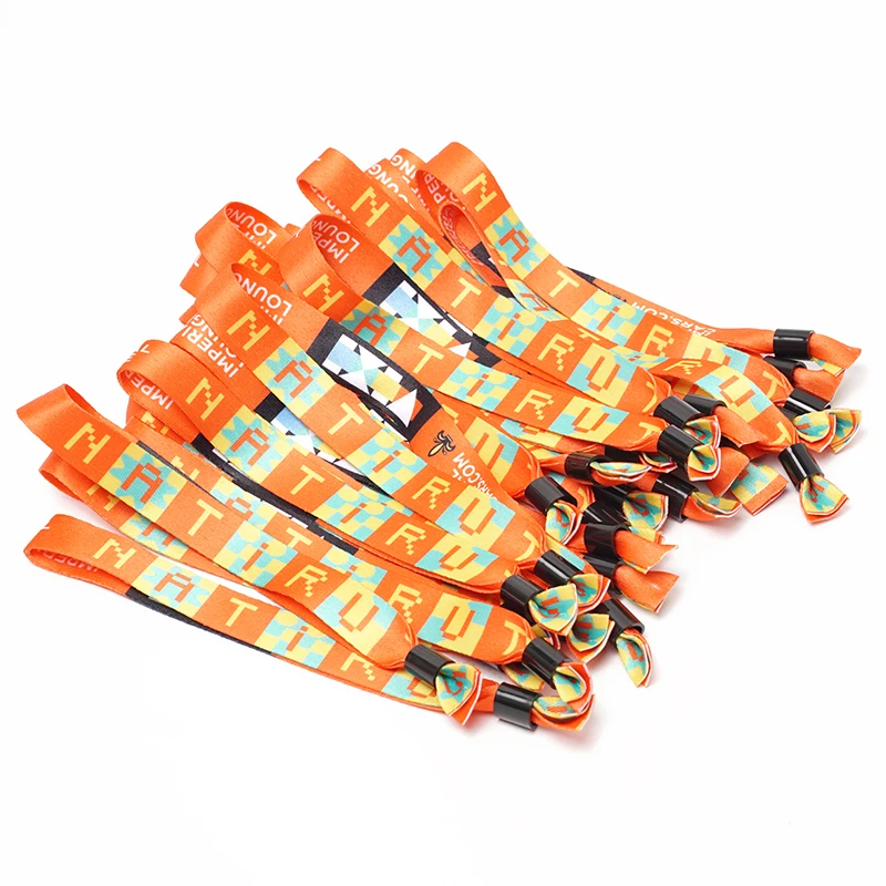 Polyester Printed Wristband Event Tickets Fabric Bracelets Custom Logo promotional wristbands sports wristband with custom logo