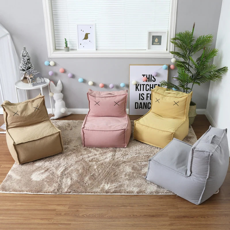 Cotton canvas and PU leather fabric children couch living room sofas kids bean bag sofa bed