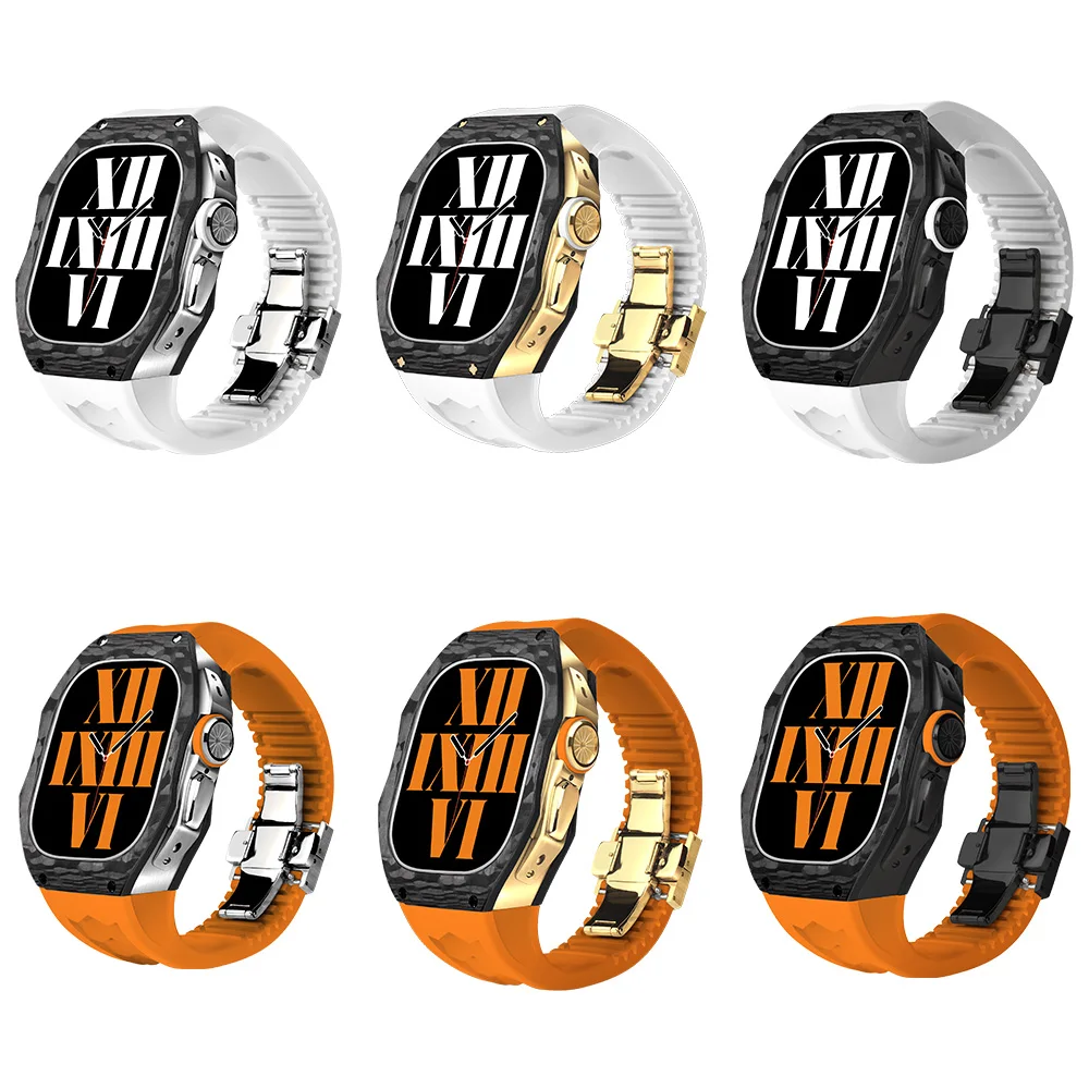 Новый комплект для модификации из углеродного волокна Apple Watch series 8 Ultra 49 мм корпус часов резиновый силиконовый