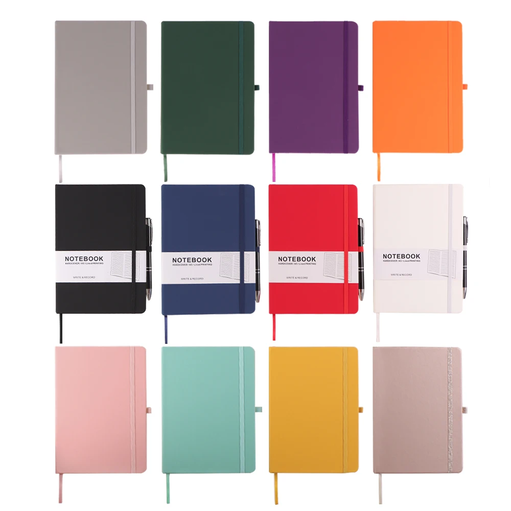 RTS A5 pu leather colorful notebook with pen holder and elastic band