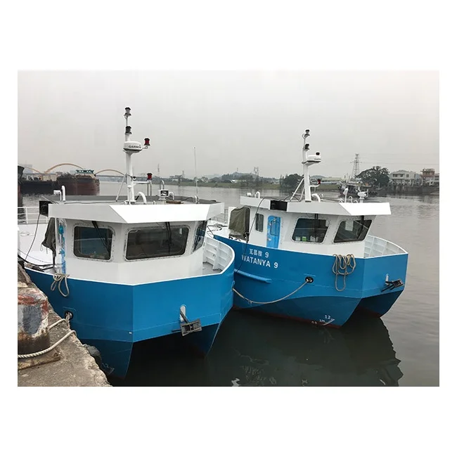 
17M Aluminum Catamaran Fishing Boat with Crane Fishery Work Boat For Aquaculture Fish Feeding Transportation Boat 