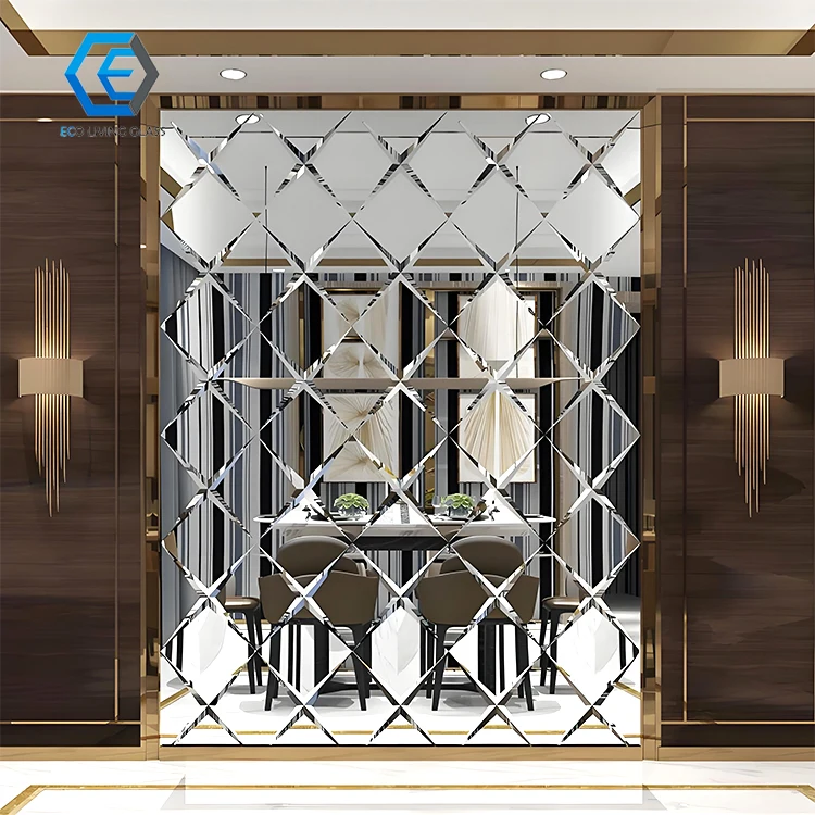 Clear Silver Copper Free Beveled Bathroom Mosaic Antique Decorative Mirror