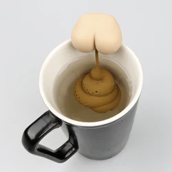 Tea Set Accessories Creative Poop Shape Coffee Filter Reusable Teapot Diffuser Strainer 1PC Silicone Tea Filter